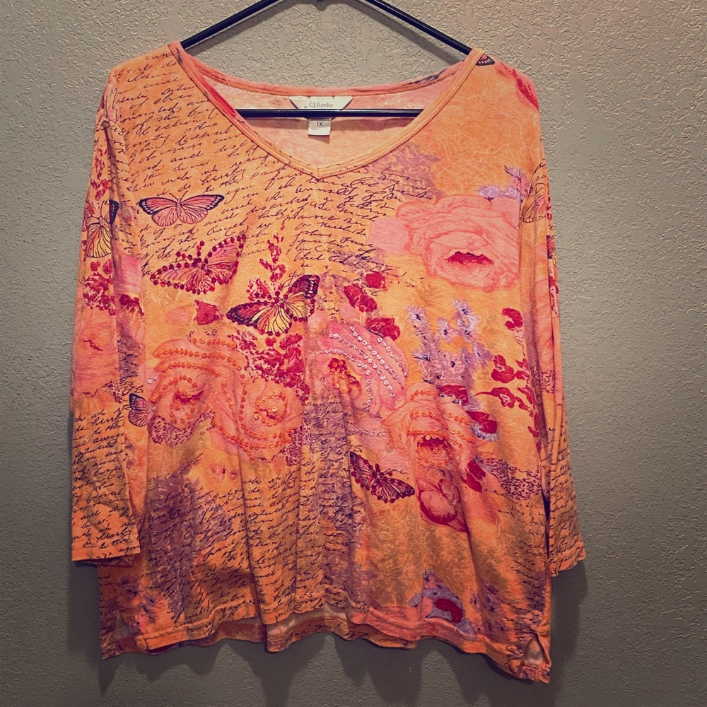 CJ Banks Orange long sleeve tee